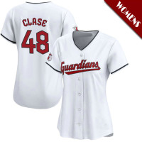 Emmanuel Clase #48 Cleveland Guardians Women's Home Jersey - White Replica