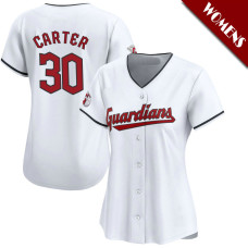 Joe Carter #30 Cleveland Guardians Women's Home Retired Player Jersey - White Limited Joe Carter #30 Cleveland Guardians Women's Home Retired Player Jersey - White Limited