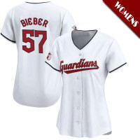 Shane Bieber #57 Cleveland Guardians Women's Home Jersey - White Limited